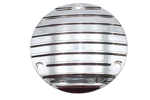 V-Twin - 42-1823 - Finned Derby Cover Chrome - Fits 1991-1998 Harley-Davidson FXD, 1984-1998 FXST, 1971-1984 FX, 1970-1984 FL, 1986-1998 FLST, 1985-1994 FXR, 1979-1998 FLT