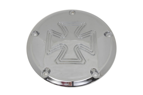 V-Twin - 42-6026 - Iron Cross Derby Cover Chrome Billet - Fits 1999-2018 Harley-Davidson FXST, 1999-2015 FLT, 1999-2017 FXD, 1999-2018 FLST