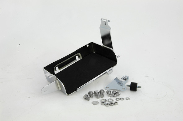 V-Twin - 42-9915 - Chrome Battery Carrier Kit - Fits 1965-1969 Harley-Davidson FL
