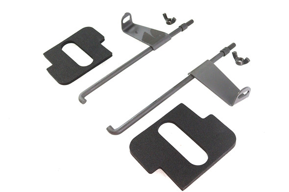 V-Twin - 42-9918 - Parkerized Battery Rod Set with Flag and Pads - Fits 1941-1957 Harley-Davidson FL, 1936-1952 EL, 1938-1948 UL
