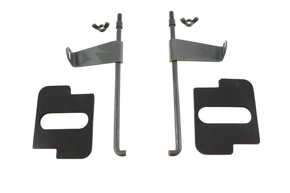 V-Twin - 42-9918 - Parkerized Battery Rod Set with Flag and Pads - Fits 1941-1957 Harley-Davidson FL, 1936-1952 EL, 1938-1948 UL