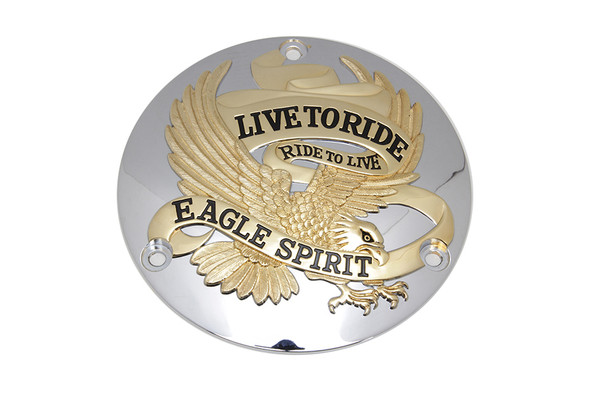 V-Twin - 42-9944 - Eagle Spirit Derby Cover Gold Inlay