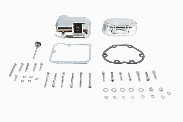 V-Twin - 43-0792 - Transmission Side Cover and Top Cover Set Chrome - Fits 2000-2006 Harley-Davidson FLT, FLST, FXST