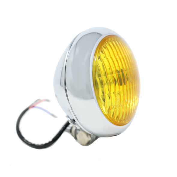 Motorcycle Supply Co. - Bezel 5" Chrome Headlight - Amber Lens