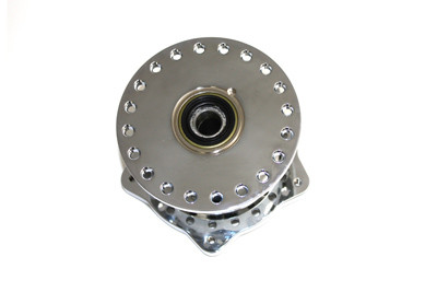 V-Twin - 45-0307 - Chrome Front Wheel Hub Clover Style - Fits 1974-1977 Harley-Davidson FX (single disc), 1974-1977 XL (single disc)