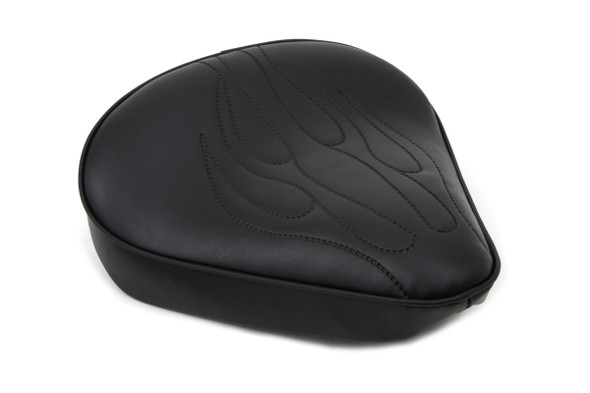 V-Twin - 47-0060 - Black Solo Seat with Flame Stitch Large