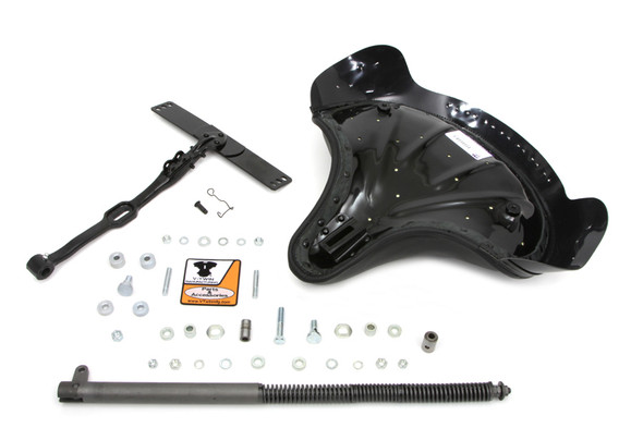 V-Twin - 47-0784 - Black Leather Deluxe Solo Seat Kit - Fits 1936-1973 Harley-Davidson G, 1936-1952 W