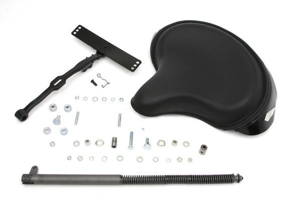 V-Twin - 47-0784 - Black Leather Deluxe Solo Seat Kit - Fits 1936-1973 Harley-Davidson G, 1936-1952 W