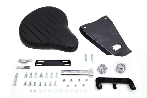 V-Twin - 47-0810 - Black Leather Solo Seat With Mount Kit - Fits 1982-2003 Harley-Davidson XL