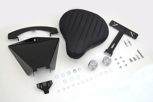 V-Twin - 47-0811 - Black Leather Solo Seat With Mount Kit - Fits 2004-2006 Harley-Davidson XL