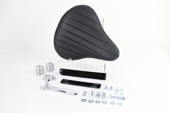 V-Twin - 47-0813 - Black Leather Solo Seat Kit - Fits 1952-1978 Harley-Davidson XL