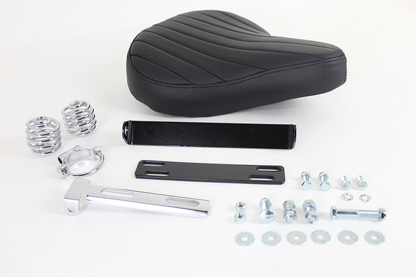 V-Twin - 47-0813 - Black Leather Solo Seat Kit - Fits 1952-1978 Harley-Davidson XL