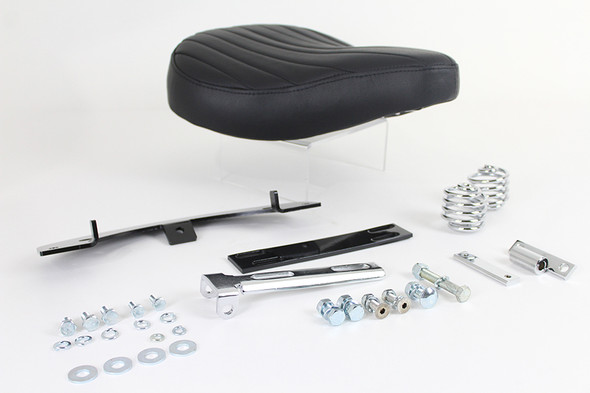 V-Twin - 47-0814 - Black Leather Solo Seat Kit