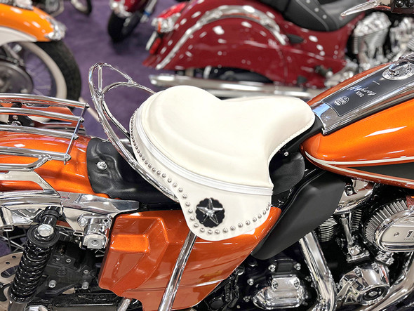 V-Twin - 47-0927 - White Leather Solo Seat Kit