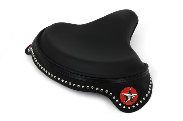 V-Twin - 47-0946 - Black Leather Solo Seat with Skirt