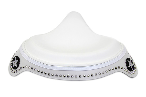 V-Twin - White Leather Solo Seat with Skirt fits '41-'84 FL, '36-'40 EL Models