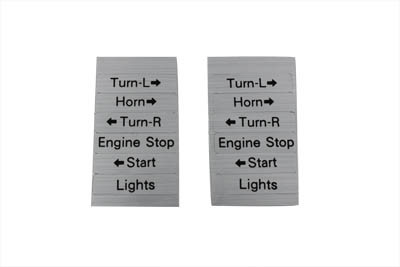 V-Twin - 48-0415 - Handlebar Control Box Decal Set Silver and Black - Fits 1972-1981 Harley-Davidson XL, FL, FX