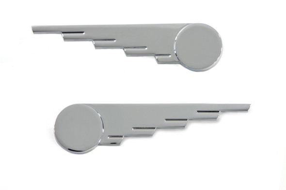 V-Twin - 48-1647 - Chrome Speed Wing Emblem Set - Fits 1941-1957 Harley-Davidson FL