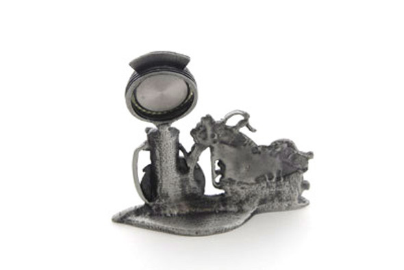 V-Twin - 48-1654 - V-Twin Pewter Motorcycle Clock 4-1/2 inch Tall