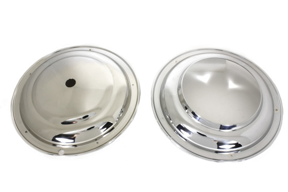V-Twin - 49-0299 - 16 inch Star Hub Wheel Cover Set Chrome - Fits 1937-1953 Harley-Davidson EL (rear), 1949-1966 FL (front), 1941-1957 FL (rear), 1958-1971 G (front)