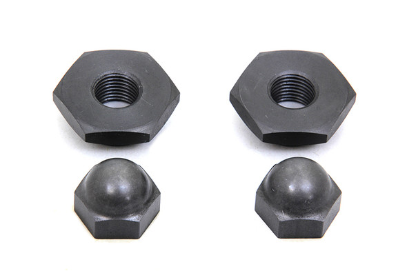 V-Twin - 49-0516 - Spring Fork Rod Top Nut Set Parkerized - Fits 1937-1948 Harley-Davidson UL, 1936-1957 G, 1936-1952 WL, 1936-1948 EL, 1941-1948 FL