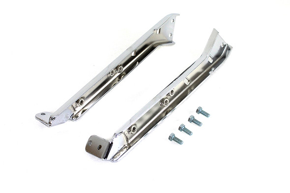 V-Twin - 49-0532 - Chrome Saddlebag Guard Kit Reinforced Brackets - Fits 1979-2013 Harley-Davidson FLT