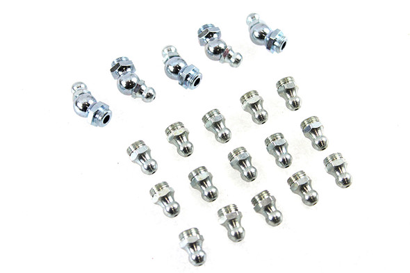 V-Twin - 49-0687 - Alemite Grease Fitting Set White Zinc - Fits 1938-1940 Harley-Davidson WL, 1936-1938 EL, UL
