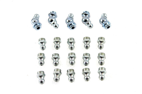 V-Twin - 49-0687 - Alemite Grease Fitting Set White Zinc - Fits 1938-1940 Harley-Davidson WL, 1936-1938 EL, UL