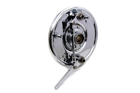 V-Twin - 49-0852 - Dual Cam Brake Backing Plate Assembly Chrome - Fits 1937-1948 Harley-Davidson UL, 1936-1940 EL, 1941-1948 FL
