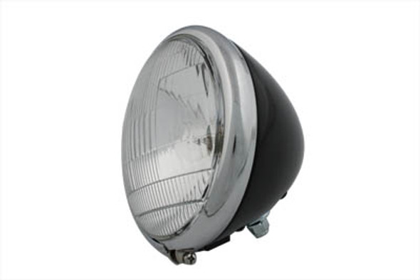 V-Twin - 49-0921 - 6-1/2 inch Spring Fork 6 Volt Headlamp Black