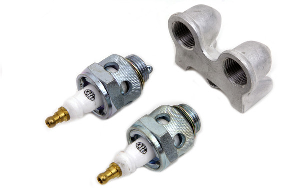 V-Twin - 49-0947 - Beck Spark Plug Set with Holder - Fits 1936-1947 Harley-Davidson EL, 1941-1947 FL