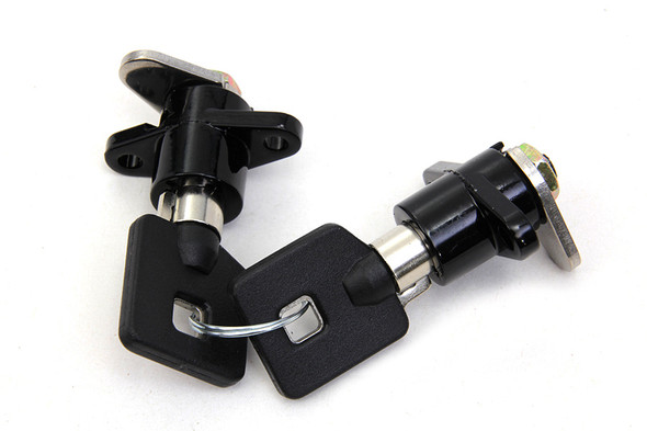 V-Twin - 49-1005 - Black Saddlebag Lock and Key Kit - Fits 1993-2013 Harley-Davidson FLT, FLHT