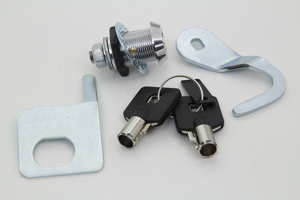 V-Twin - 49-1006 - Chrome Saddlebag Lock and Key Kit - Fits 1993-2013 Harley-Davidson FLTR, FLHR, FLHTC, FLHT, FLHX
