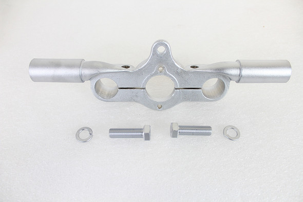 V-Twin - 49-1541 - Top Triple Tree Inline Satin Nickel - Fits 1938-1945 Harley-Davidson UL, 1936-1940 EL, 1929-1957 G, 1929-1952 WL, 1941-1945 FL