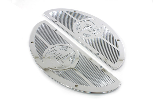 V-Twin - 49-1647 - Chrome World's Fair 1940 Footboard Mats