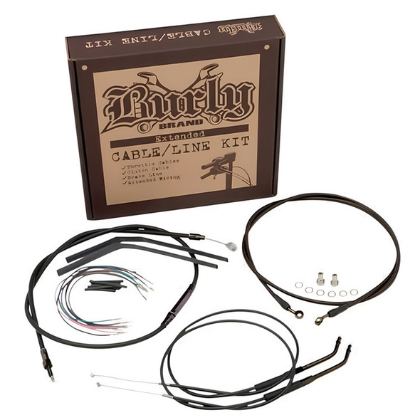Burly Brand - 14" Handlebar Cable/ Brake Line Extension Kit - fits Single Disc '06 FXD