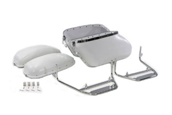 V-Twin - 49-2450 - Replica Bubble Saddlebag Kit White