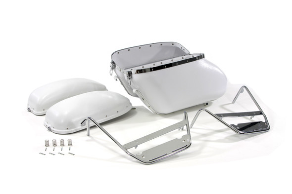 V-Twin - 49-2450 - Replica Bubble Saddlebag Kit White - Fits 1958-1984 Harley-Davidson FL