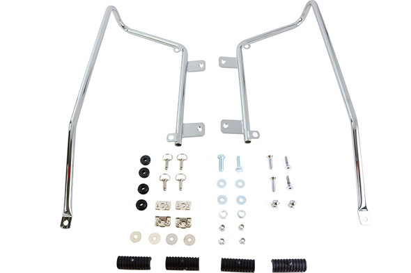 V-Twin - 49-2678 - Wyatt Gatling Saddlebag Bracket Kit Chrome - Fits 1986-2017 Harley-Davidson FLST, 1984-2017 FXST