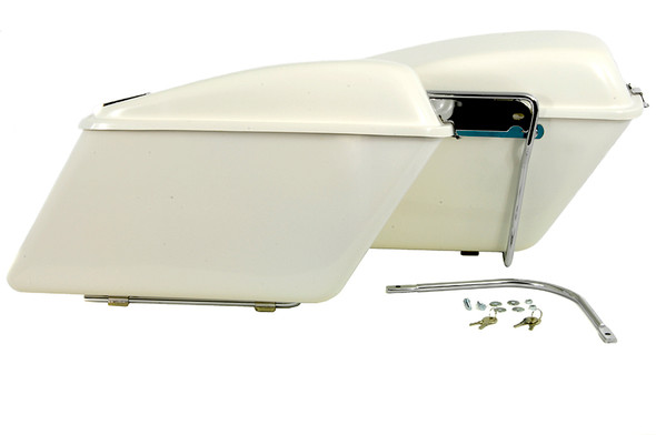 V-Twin - 49-2800 - FRP White Saddlebag Set - Fits 1958-1976 Harley-Davidson FL