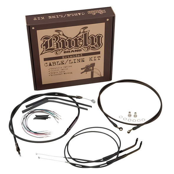 Burly Brand - 16" Handlebar Cable/ Brake Line Extension Kit - fits Single Disc '96-'05 FXD