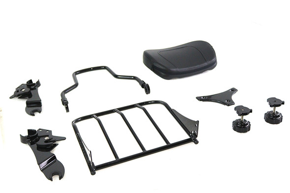 V-Twin - 50-0023 - Gloss Black Sissy Bar and Rack