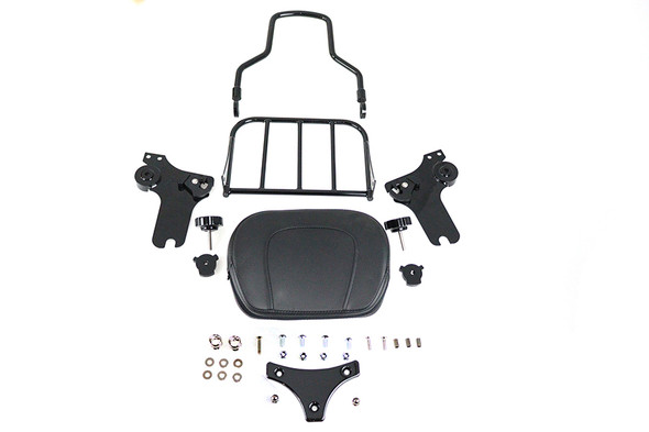 V-Twin - 50-0025 - Gloss Black Sissy Bar and Rack