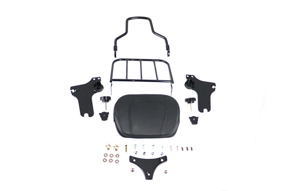 V-Twin - 50-0025 - Gloss Black Sissy Bar and Rack - Fits 1996-2008 Harley-Davidson FLT