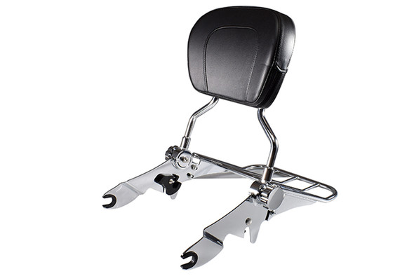 V-Twin - 50-0026 - Chrome Sissy Bar and Rack - Fits 2000-2006 Harley-Davidson FLST, FXST