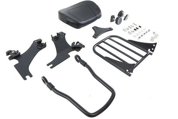 V-Twin - 50-0037 - Gloss Black Sissy Bar and Rack - Fits 1994-2003 Harley-Davidson XL