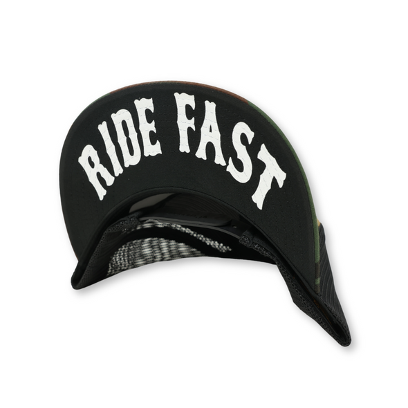 Deadbeat Customs - Ride Fast Snapback Hat W/ Underbrim - Camo