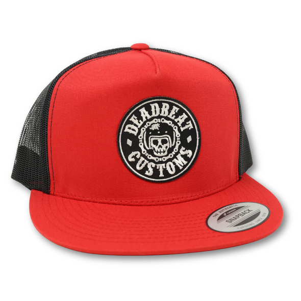 Deadbeat Customs - Skull Red/Black Snapback W/ Curved Brim