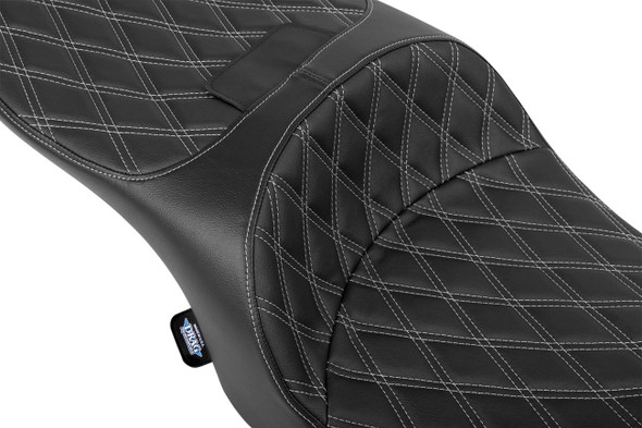 DRAG SPECIALTIES SEATS - 08012099 - Freedom Seat - Black - Vinyl - Silver Double Diamond Stitch - FLT/FLH '23-'25