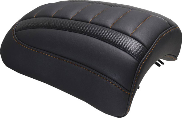 MUSTANG - 08012116 - Padded Passenger Seat Cowl - Deluxe - Mandarin Orange Stitch - FLT/FLH '23-'25